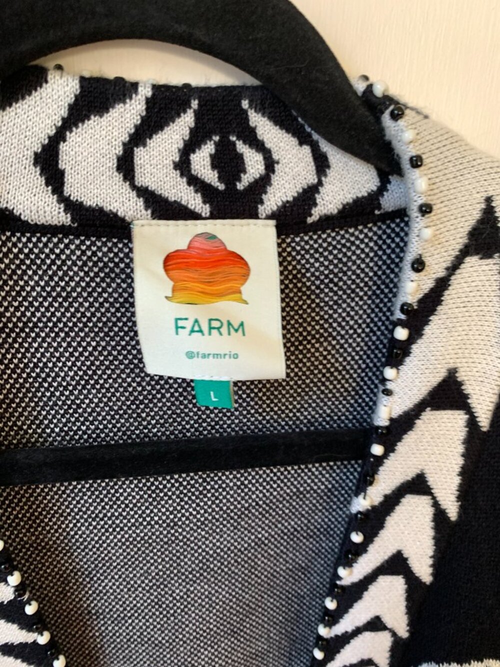 Farm Rio Black Palms Graphic Knit Cardigan - Picture 12 of 13